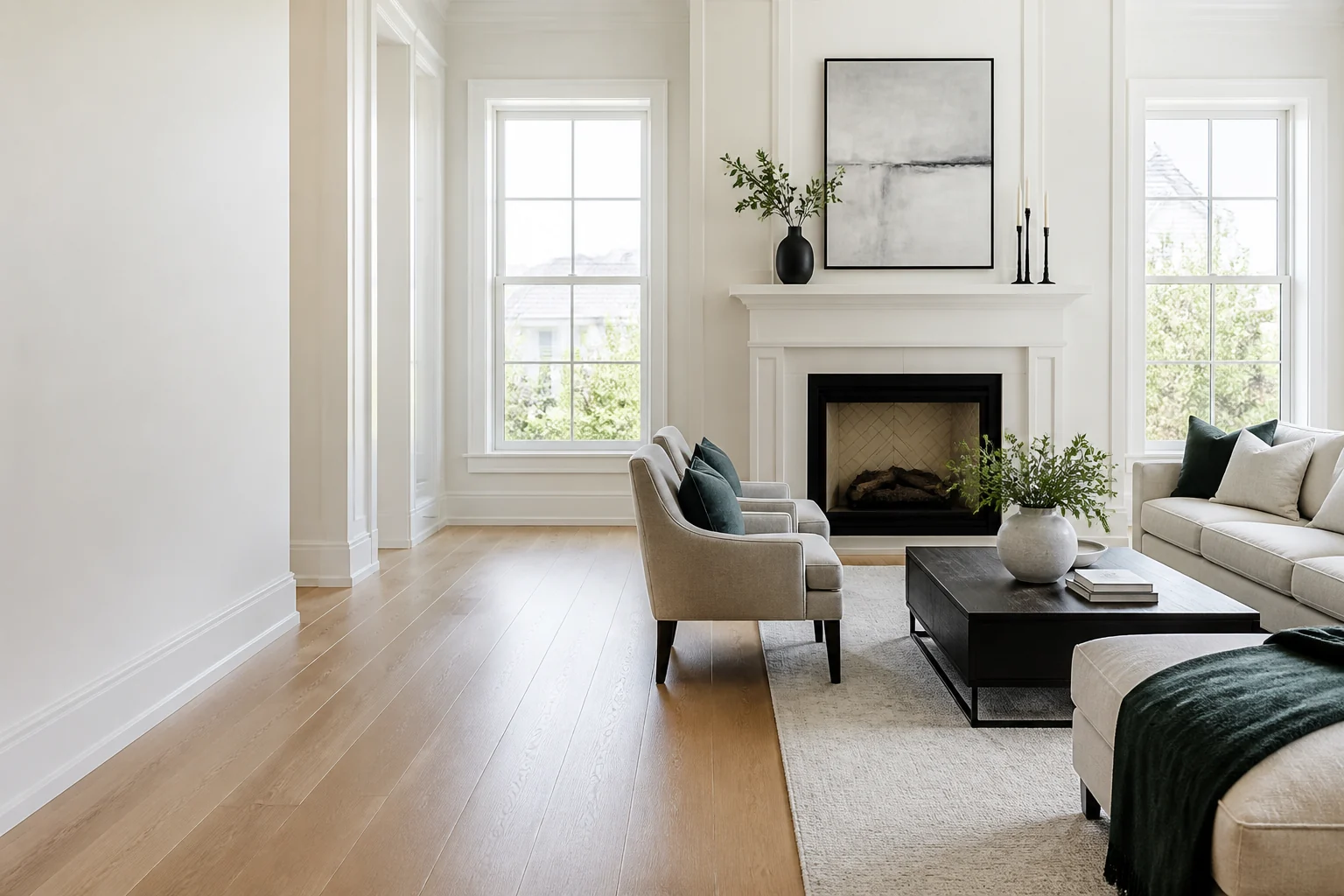 A calm, carefully arranged living room